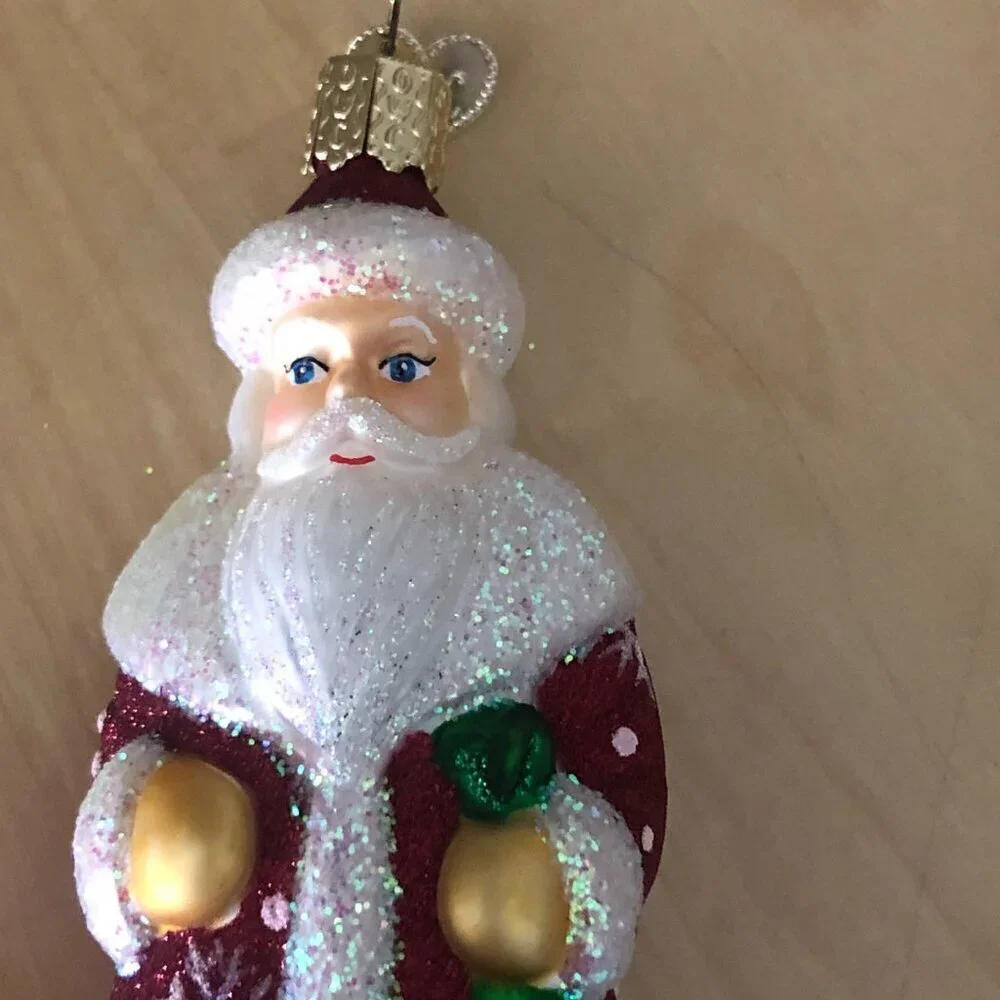 Neiman Marcus Old World Christmas German Santa Ornament Blown Glass European 5